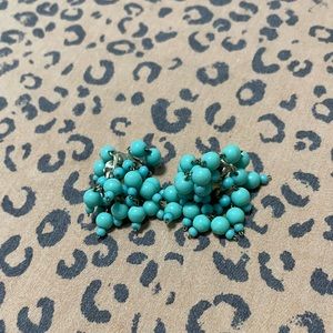 Vintage Turquoise 1960s Bubble Beaded Clip on Earrings